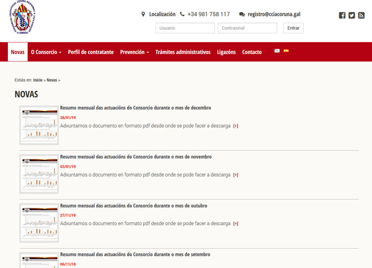 Web del Consorcio Provincial Contraincendios y Salvamento de A Coru�a