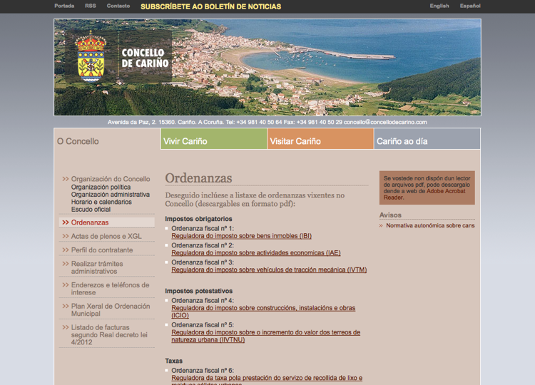 Web do Concello de Cari�o