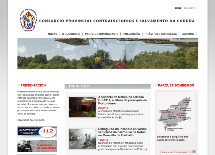 Web do Consorcio Provincial Contraincendios e Salvamento da Coru�a