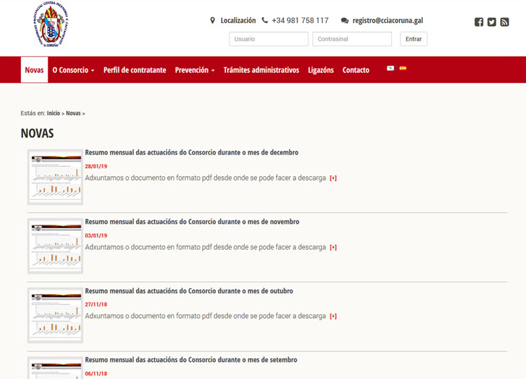 Web del Consorcio Provincial Contraincendios y Salvamento de A Coru�a