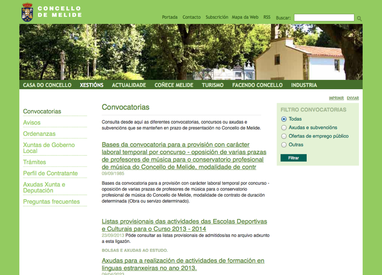 Web do Concello de Melide