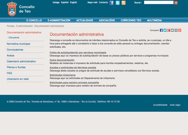 Portal web do Concello de Teo
